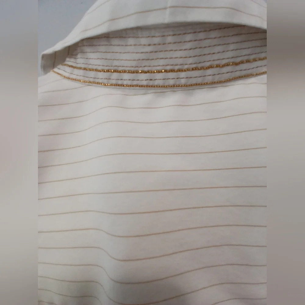 Lafayette 148 womens Small white pinstripe long sleeve button down shirt office - Picture 5 of 9